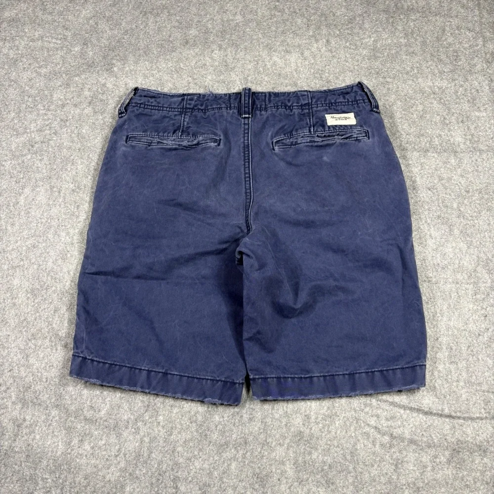 Abercrombie & Fitch Navy Blue Chino Shorts Size 30 Mid Rise Cotton Twill